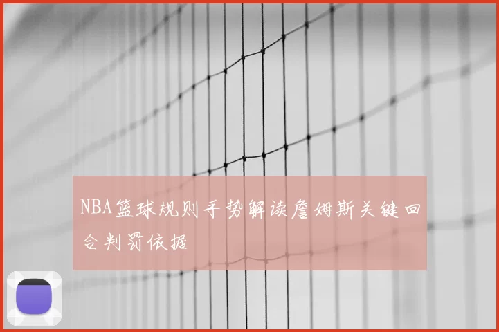 NBA篮球规则手势解读詹姆斯关键回合判罚依据